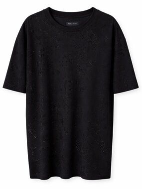 Purple Brand Rhinestone Heavyweight Jersey T-Shirt Black